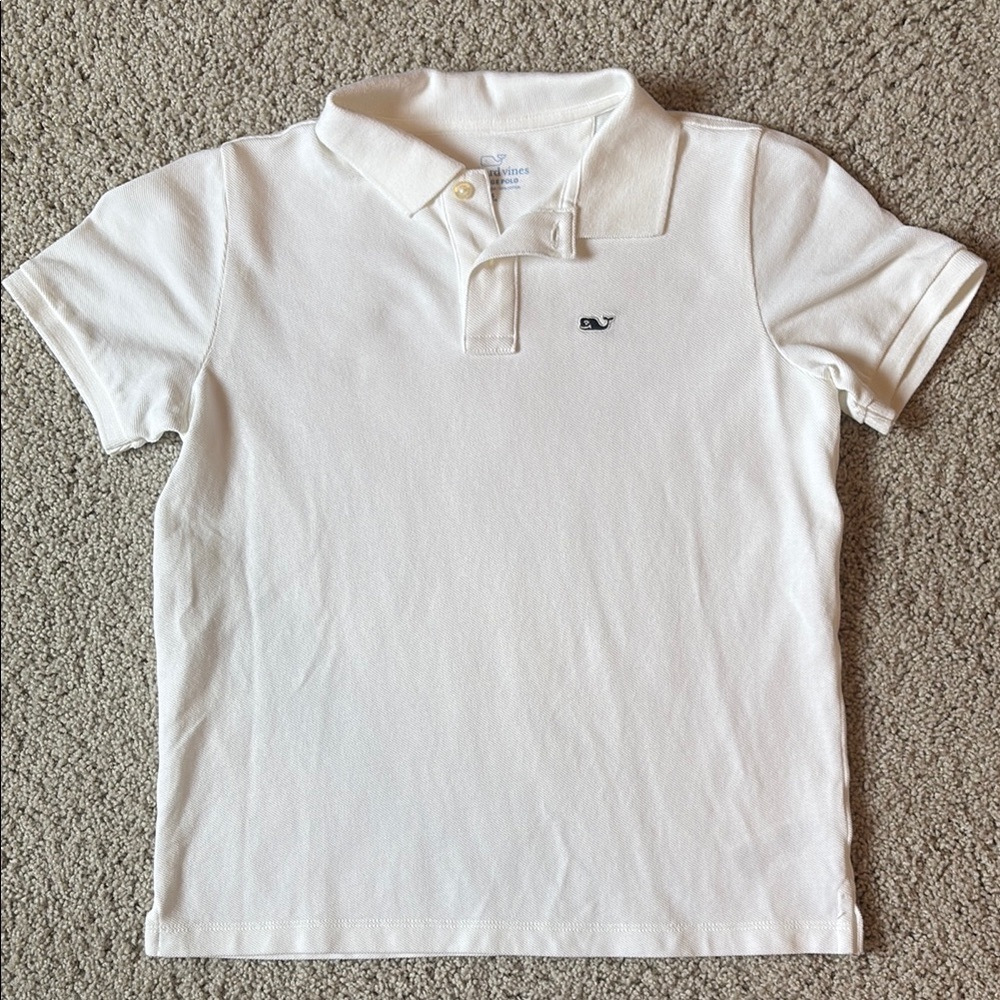 Vineyard Vines White Heritage Pique Polo Shirt Boys Size 8-10- NEVER WORN